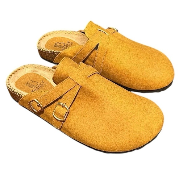 Boasy Supply Company Shoes - BOASY SUPPLY COMPANY Tampa Cork Suede Clog Padded Comfort Footbed Mink Brown NEW